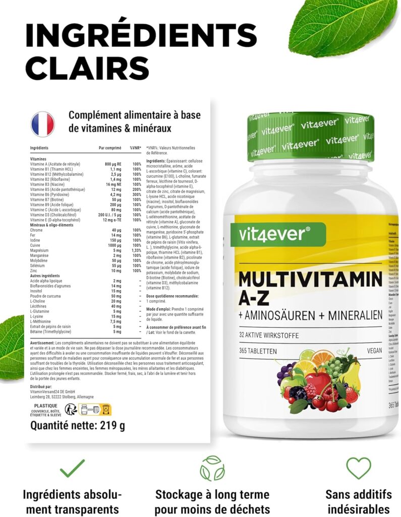 Une formule complète de vitamines et minéraux pour compléter une alimentation variée et équilibrée.