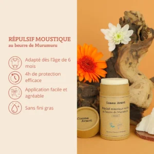 Répulsif moustique solide au beurre de Murumuru