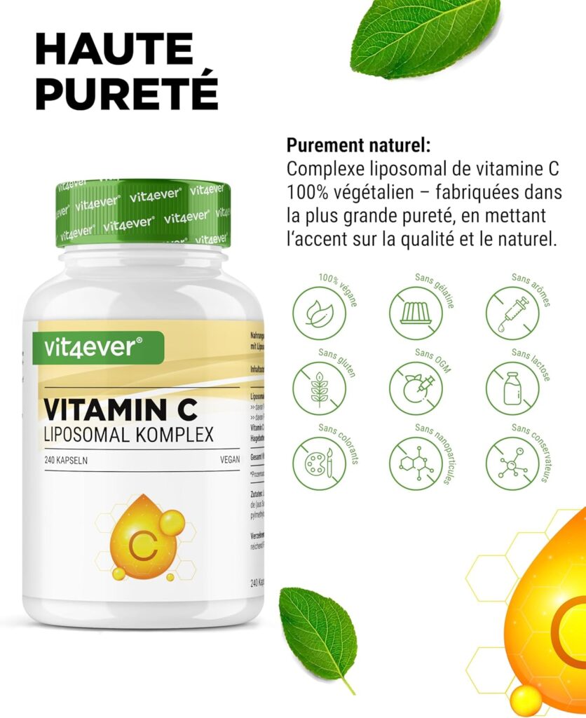 Choisissez une Vitamine C Liposomale premium élaborée avec une technologie liposomale et des ingrédients de haute qualité.